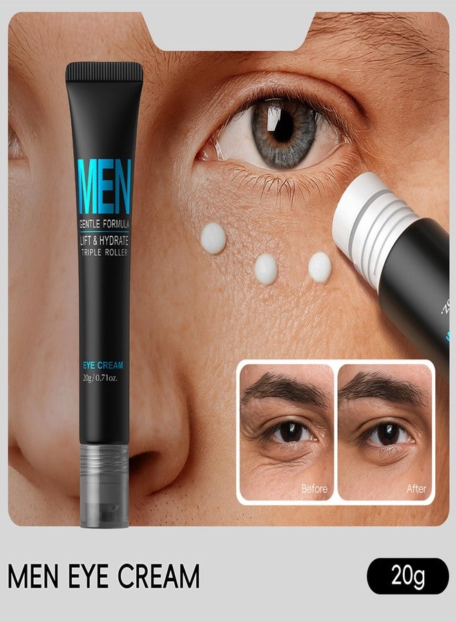 MIESCHER Men Eye Cream, Men's Under Eye Cream For Puffy Eyes & Dark Circles Treatment, Hydrating Triple-Roller Massage Designed, Firming, Soften Fine Lines, Cooling Stick For Puffiness Reducer 0.71oz. - Image 2